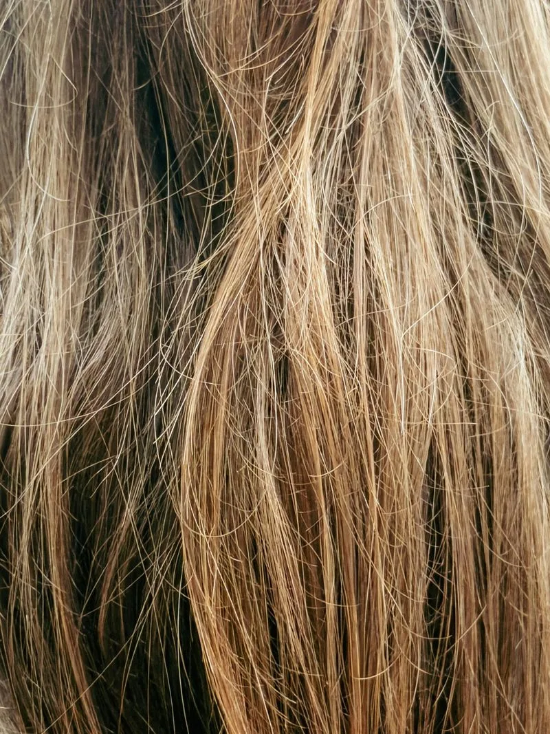 Dettaglio di capelli lunghi biondo scuro